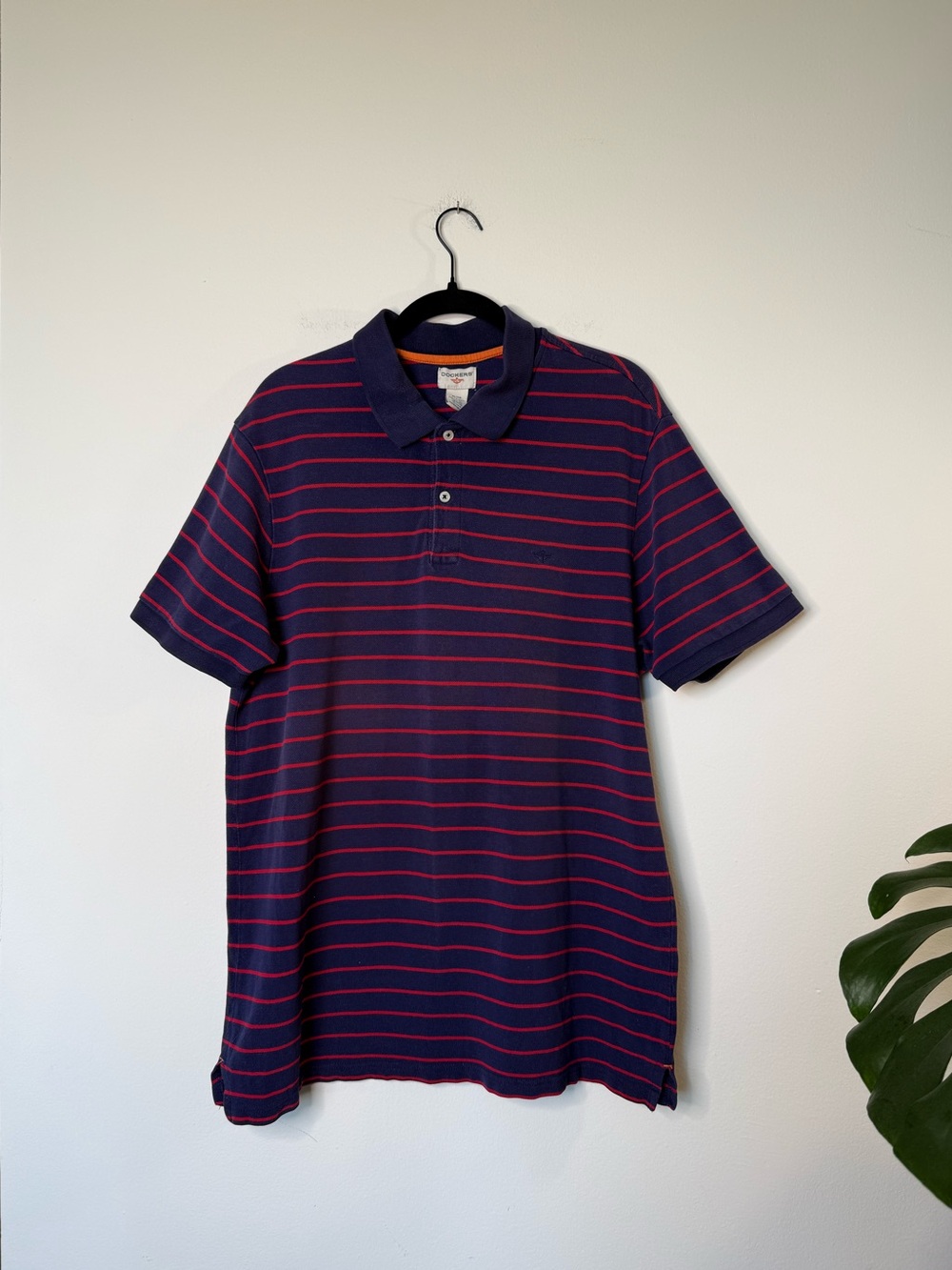 Men's Vintage Navy and Red Stripe Polo Shirt